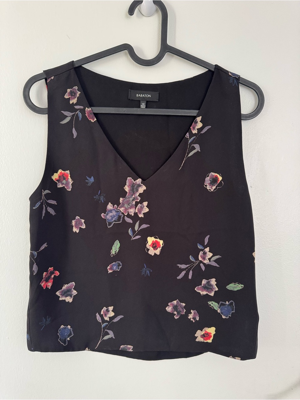 Babaton Black Floral V-Neck Camisole